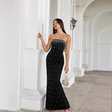 Strapless Beaded French Style Sleeveless Prom Dress