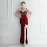 Korean Velvet Sequined Annual Party Long Evening Dress ¨C Social Glamour
