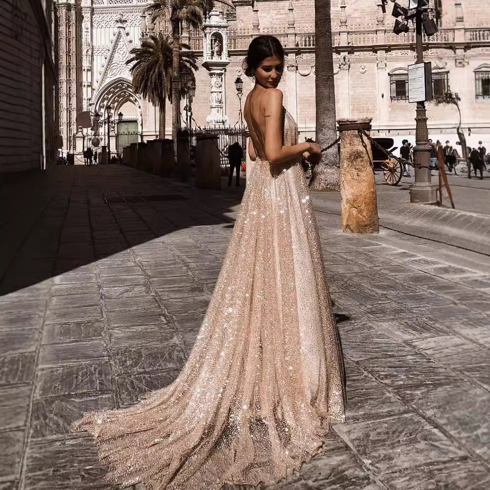 V-Neck Sling Long Dress Prom Dress