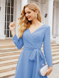 Bridesmaid Dress V-Back Waist Belt Mother of the Bride Wedding Guest SY28031