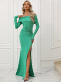 Off Shoulder Long Sleeve Split Evening Dress ¨C Sexy Elegant Slim Fit ¨C Autumn Winter Collection