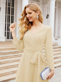 Bridesmaid Dress V-Back Waist Belt Mother of the Bride Wedding Guest SY28031