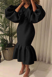 Fashion Sexy Solid Basic V Neck Evening Dress