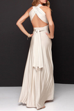 Fashion Elegant Solid Split Joint Backless Strap Design Evening Dress Dresses(20 colors)