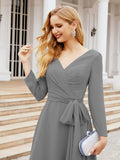 Bridesmaid Dress V-Back Waist Belt Mother of the Bride Wedding Guest SY28031