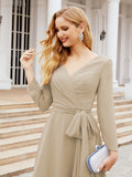 Bridesmaid Dress V-Back Waist Belt Mother of the Bride Wedding Guest SY28031