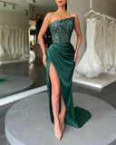 Green Sequined Fairy Wedding Long Long Sleeve One-Piece Mid-Length Evening Dress
