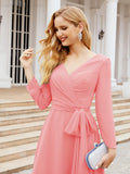 Bridesmaid Dress V-Back Waist Belt Mother of the Bride Wedding Guest SY28031
