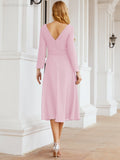 Bridesmaid Dress V-Back Waist Belt Mother of the Bride Wedding Guest SY28031