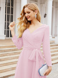 Bridesmaid Dress V-Back Waist Belt Mother of the Bride Wedding Guest SY28031