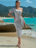 One Shoulder Slim Woven Evening Dress ¨C Summer Lady Sexy Party Dress