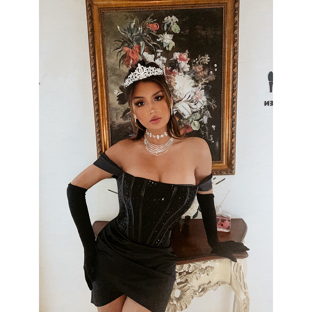 Off Shoulder Tight Fit Elegant Evening Prom Dress