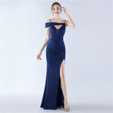 Satin Sling Exhibition Bridesmaid Etiquette Evening Dress