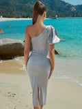 One Shoulder Slim Woven Evening Dress ¨C Summer Lady Sexy Party Dress