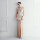 Korean Velvet Sequined Annual Party Long Evening Dress ¨C Social Glamour