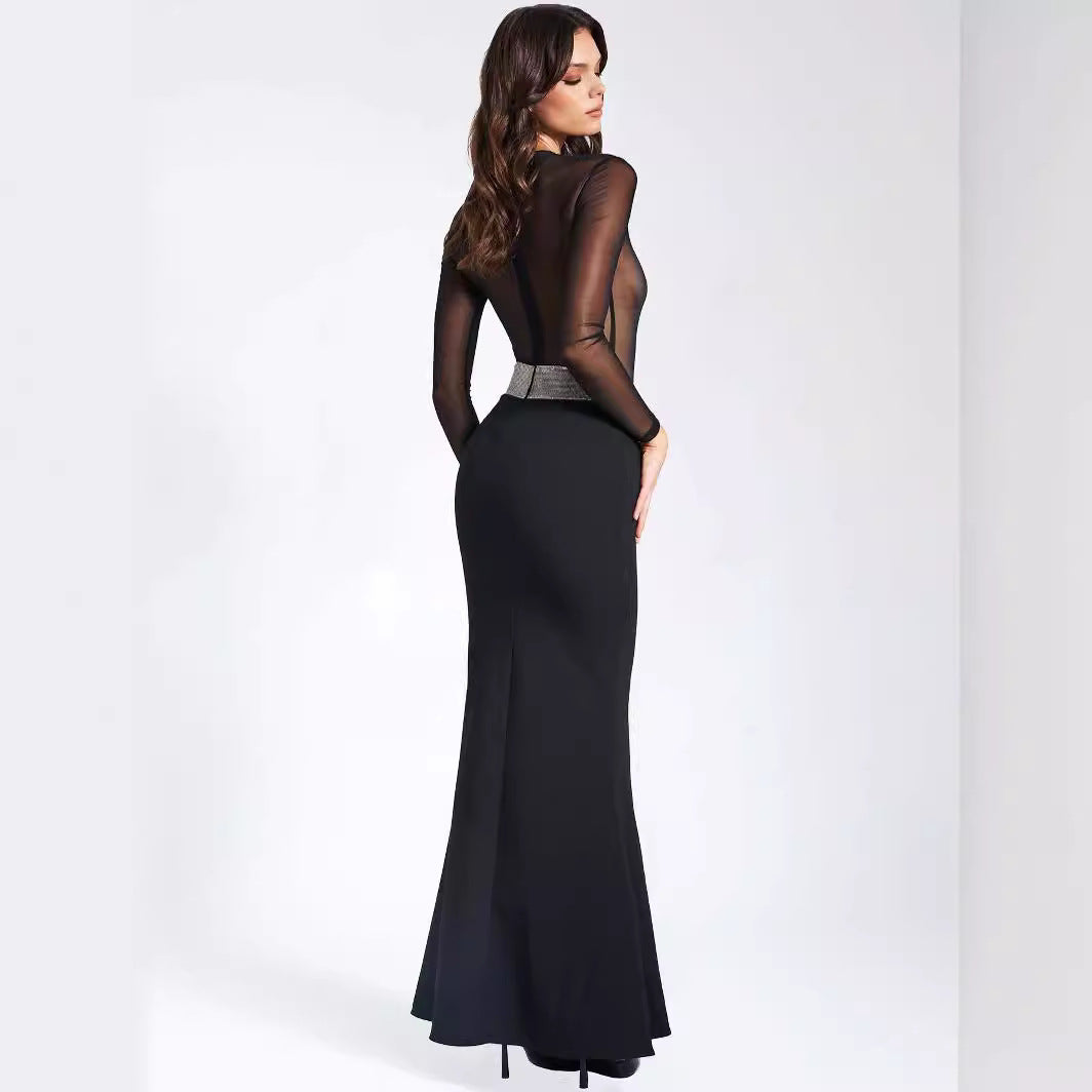Sexy Backless Rhinestone Party Dress Prom Dress