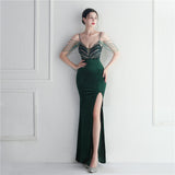 Korean Velvet Sequined Annual Party Long Evening Dress ¨C Social Glamour