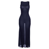 Summer Women Clothing Sexy Sheer Mesh Holiday Dress Evening Dress Women