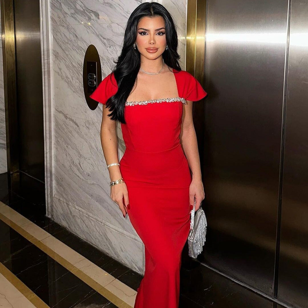 Sexy Waterfall Rhinestone Bandage Dress Prom Dress