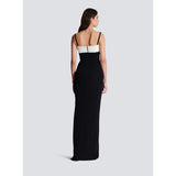 Monochrome Slit Satin Party Prom Dress