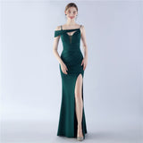 Satin Sling Exhibition Bridesmaid Etiquette Evening Dress
