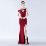 Satin Sling Exhibition Bridesmaid Etiquette Evening Dress