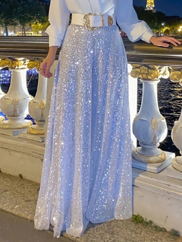 TARUXY Splice Sequins Maxi Dresses For Women Fashion Folds Loose V Neck Elegant Dress Femme Party Evening Dresses Luxury 2025