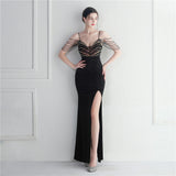 Korean Velvet Sequined Annual Party Long Evening Dress ¨C Social Glamour