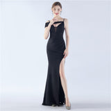 Satin Sling Exhibition Bridesmaid Etiquette Evening Dress