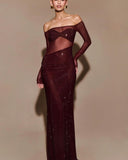 Chic One-Shoulder Rhinestone Fitted Prom Dress