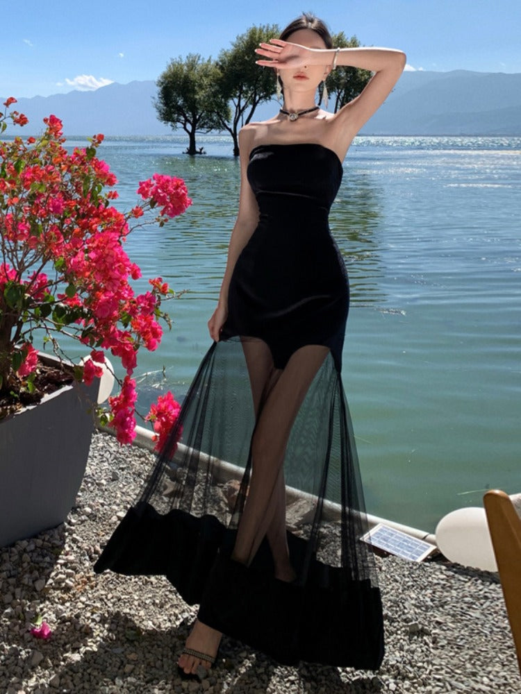Black Strapless Evening Dress ¨C Elegant Formal & Beach Party Look