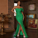 Sleeveless Elegant Sexy Long Sequined Backless Evening Dress Bridesmaid Dress