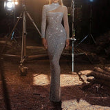 Hollow Sequin Backless Slim Fit Prom Dress