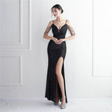 Sequin Beading Sling Party Sequined Dress Long Banquet Slim Fit Evening Dress Elegant