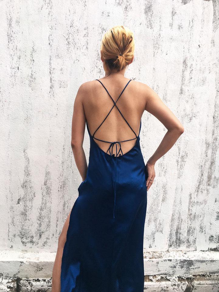 Dark Blue Crystal Slip Dress