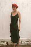 Dark Green  Mulberry Silk Chemise Slip Dress