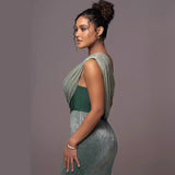 Solid Color Sleeveless Strapless Slit Prom Dress