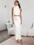 Summer Women Clothing Sexy Scarf Top Draping Skirt Casual Set Women Evening Dress