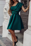 Sexy Formal Solid Patchwork Backless One Shoulder Evening Dress Dresses