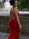 TARUXY Backless Bodycon Dress For Women 2025 Deep V Neck Sexy Maxi Dresses Ladies Party Temperament Evening Dress Woman Summer