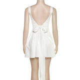 Summer Rain Backless Lace up Bow Evening Dress