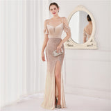 Velvet Spaghetti Straps Cocktail Evening Dress Dress Elegant Company Annual Meeting Women Sexy Long Short Sleeve