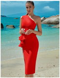 Bandage Dress Evening Dress ¨C One Shoulder Ruffled Slit Party Dress for Summer