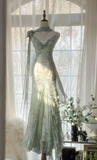Elegant Spaghetti Straps Chiffon Beaded Evening Dress Mermaid Prom Dress Y8363