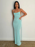 Tossy Women Sexy Swing Collar Backless Sleeveless Maxi Prom Dress Drawstrings Elegant Bodycon Solid Party Dresses 2025 Summer