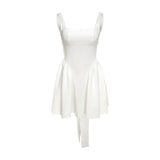 Summer Rain Backless Lace up Bow Evening Dress
