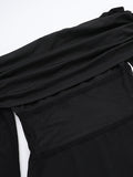 Long Sleeves Skinny Pleated See-Through Solid Color Split-Joint Off-The-Shoulder Evening Dresses Maxi Dresses