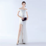 Classic Satin Off Shoulder Long Evening Dress ¨C Elegant & Timeless