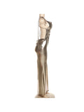 Metallic Coated Deep Neck Backless Evening Dress