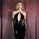 Backless Sequin Hollow Bandage Prom Dress